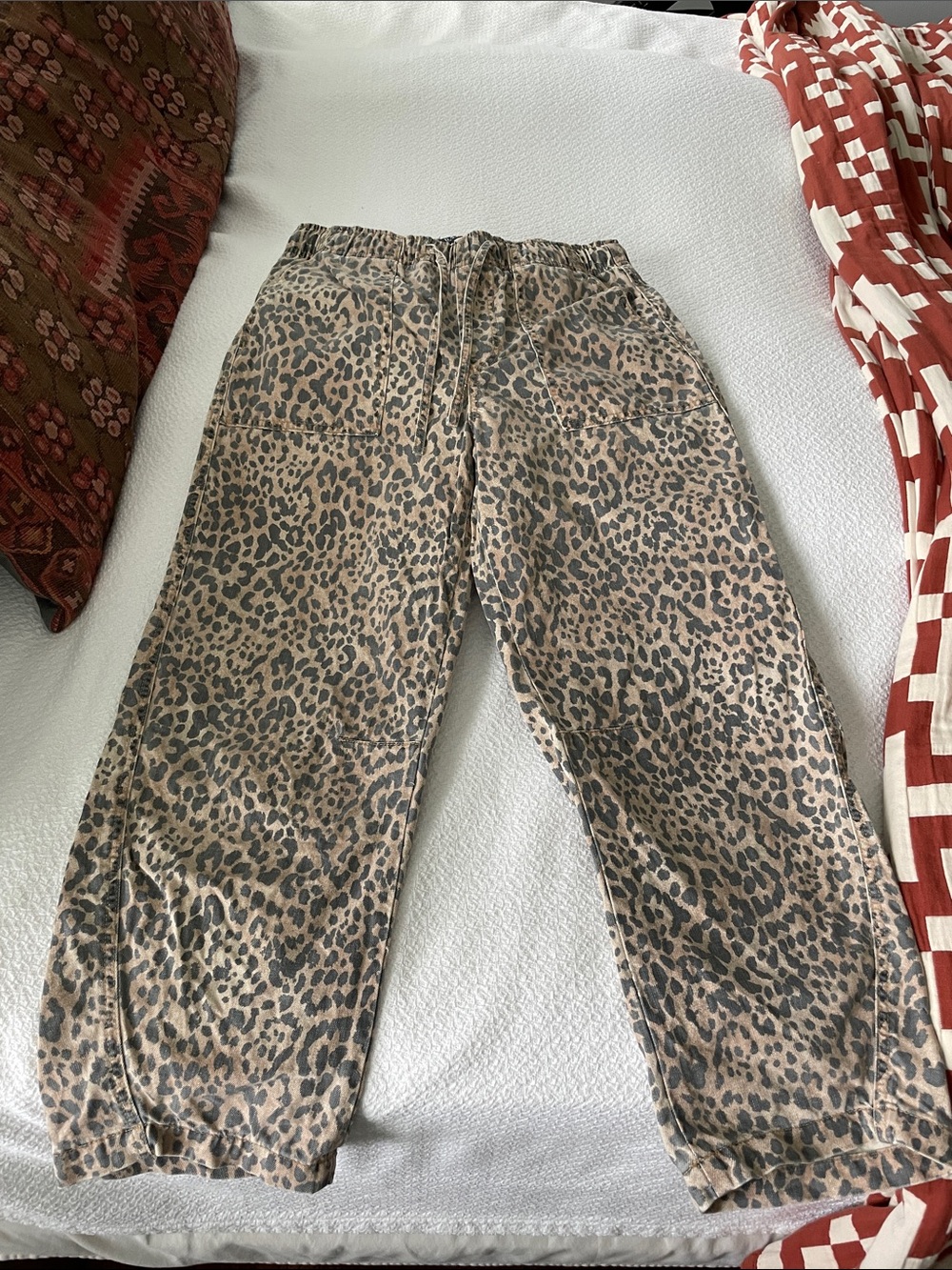 GAP Women's Leopard Pull On Barrel Pants- Brown & Black